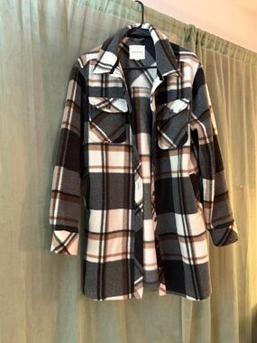 Thread & Supply Plaid Teddy Jacket in Black, White & Brown